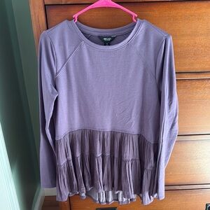 Simply Vera Vera Wang Purple Ruffled Long Sleeve Blouse